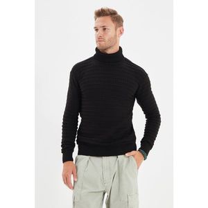 Trendyol Black Men's Slim Fit Turtleneck Textured Knitwear Sweater vyobraziť