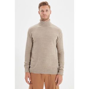 Trendyol Mink Men's Slim Fit Turtleneck Textured Sweater vyobraziť