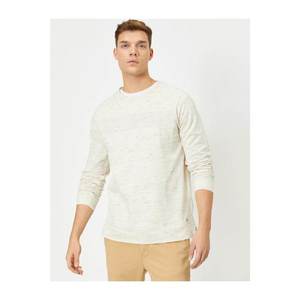 Koton Men's Beige Bike Collar Seasonal Slim Fit Basic Sweater vyobraziť