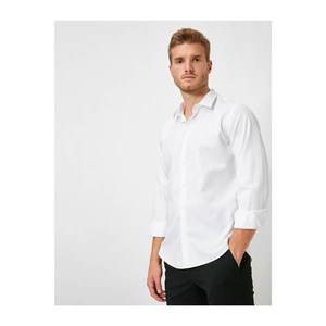 Koton Men's White Solid Color Shirt vyobraziť