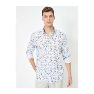 Koton 100% Cotton Patterned Classic Collar Narrow Cut Long Sleeve Shirt vyobraziť