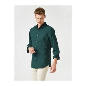 Koton Men's Green Classic Collar Long Sleeve Shirt vyobraziť