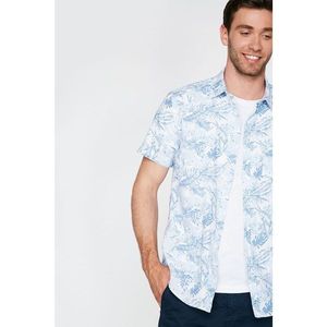 Koton Men's Blue Classic Collar Short Sleeve Shirt vyobraziť