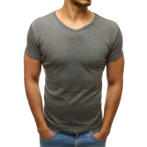 Men's T-shirt without a V-neck print, dark gray Dstreet RX4557 vyobraziť