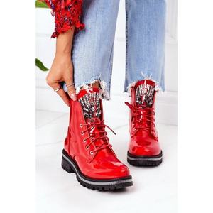 Insulated Boots With Cubic Zirconia Patent Red Attention vyobraziť