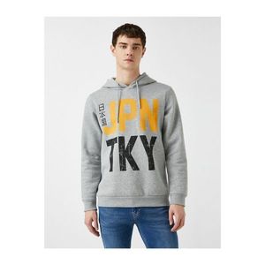 Koton Men's Gray Printed Hoodie Long Sleeve Sweatshirt vyobraziť