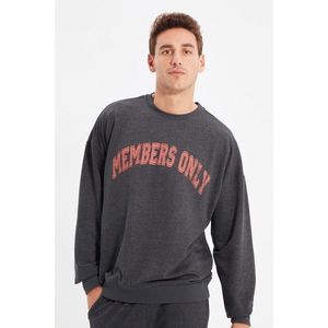 Trendyol Anthracite Men's Oversize Crew Neck Long Sleeve Printed Sweatshirt vyobraziť
