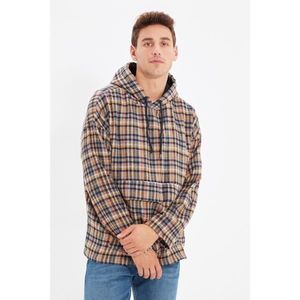 Trendyol Multi Color Mens Hooded Long Sleeve Single Cap Pocket Lumberjack Plaid Overshirt Shirt vyobraziť