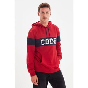 Trendyol Men's Red Regular Fit Hooded Paneled Sweatshirt vyobraziť