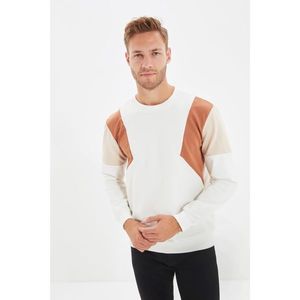 Trendyol Ecru Men's Regular Fit Long Sleeve Crew Neck Paneled Sweatshirt vyobraziť
