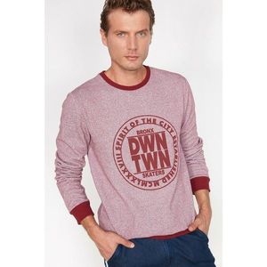 Koton Men's Burgundy Printed Sweatshirt vyobraziť