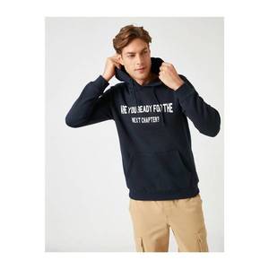 Koton Men's Navy Hooded Printed Sweatshirt vyobraziť