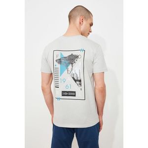 Trendyol Gray Men's Regular Fit Short Sleeve Printed T-Shirt vyobraziť