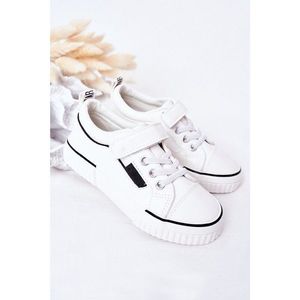 Children's Leather Sneakers With Velcro BIG STAR HH374028 White vyobraziť