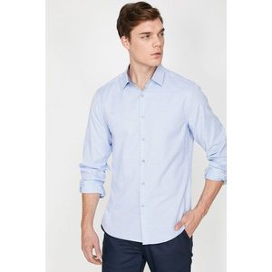 Koton Men's Blue Long Sleeve Classic Collar Shirt vyobraziť