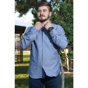 Koton Men's Navy Classic Collar Long Sleeve Shirt vyobraziť