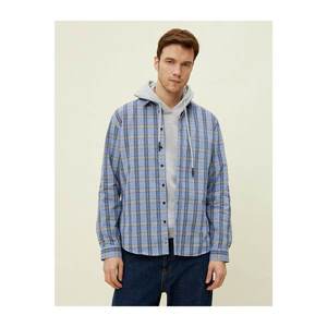 Koton Men's Blue Checkered Classic Collar Long Sleeve Shirt vyobraziť