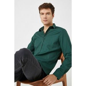 Koton Men's Green Classic Collar Long Sleeve Basic Shirt vyobraziť