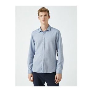Koton Men's Blue Classic Collar Long Sleeve Shirt vyobraziť