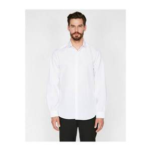 Koton Men's White Classic Collar Long Sleeve Shirt vyobraziť