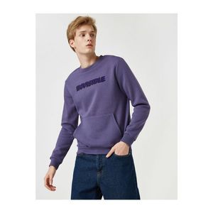 Koton Men's Purple Printed Hooded Long Sleeve Sweatshirt vyobraziť