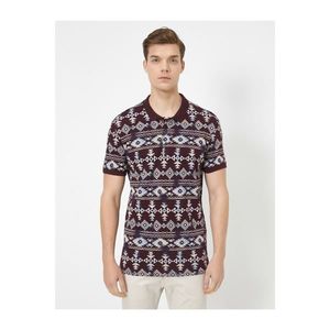 Koton Polo Neck Ethnic Patterned Pique Fabric Slim Fit Tshirt vyobraziť