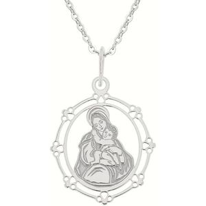 Praqia Strieborný náhrdelník Madona s dieťaťom KO0870_BR030_43-7_RH (retiazka, prívesok) vyobraziť