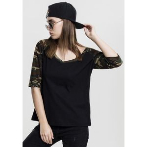 Urban Classics Ladies 3/4 Contrast Raglan Tee blk/woodcamo - L vyobraziť