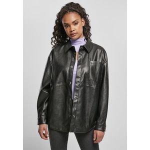 Urban Classics Ladies Faux Leather Overshirt black - 3XL vyobraziť