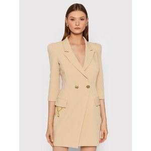 Elisabetta Franchi Koktejlové šaty AB-077-16E2-V460 Béžová Slim Fit vyobraziť