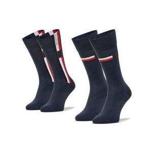 Tommy Hilfiger Súprava 2 párov vysokých ponožiek unisex 100001492 Tmavomodrá vyobraziť