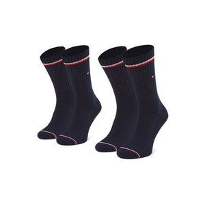 Tommy Hilfiger Súprava 2 párov vysokých ponožiek unisex 100001096 Tmavomodrá vyobraziť