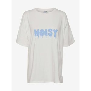 Biele voľné tričko s nápisom Noisy May Mida vyobraziť