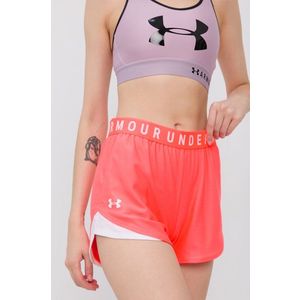 Tréningové šortky Under Armour Play Up 3.0 ružová farba, s potlačou, stredne vysoký pás vyobraziť
