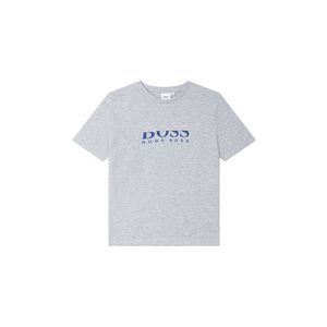 Detské bavlnené tričko Boss šedá farba, s potlačou vyobraziť