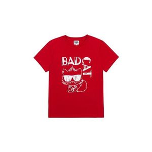 Detské bavlnené tričko Karl Lagerfeld červená farba, s potlačou vyobraziť