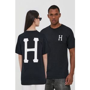 Bavlnené tričko HUF čierna farba, s potlačou vyobraziť