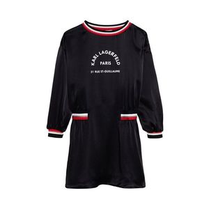 Dievčenské šaty Karl Lagerfeld čierna farba, mini, áčkový strih vyobraziť