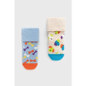 Detské ponožky Happy Socks Dog Terry (2-Pack) šedá farba vyobraziť