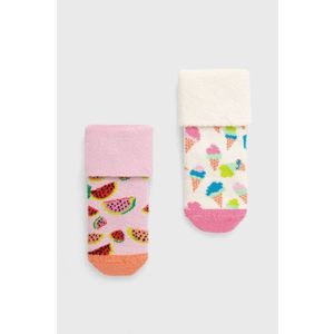 Detské ponožky Happy Socks Kids Ice Cream Terry (2-Pack) ružová farba vyobraziť