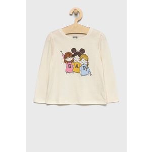 Detská bavlnená košeľa s dlhým rukávom GAP krémová farba vyobraziť