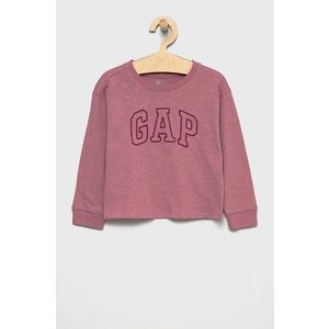 Detská bavlnená košeľa s dlhým rukávom GAP ružová farba vyobraziť