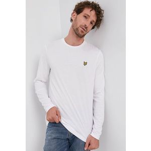 Bavlnené tričko s dlhým rukávom Lyle & Scott biela farba, jednofarebné vyobraziť