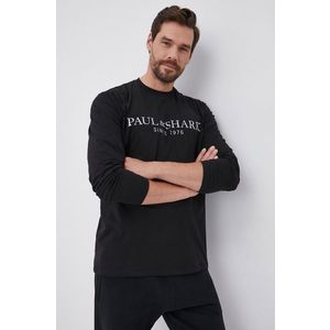 Bavlnené tričko s dlhým rukávom Paul&Shark čierna farba, s potlačou vyobraziť