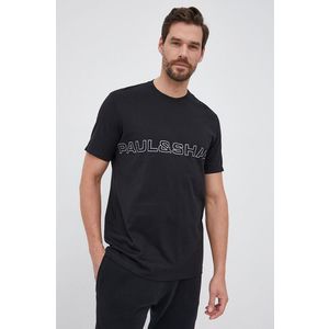 Bavlnené tričko Paul&Shark čierna farba, s potlačou vyobraziť