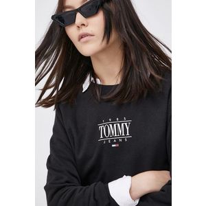Mikina Tommy Jeans dámska, čierna farba, s potlačou vyobraziť