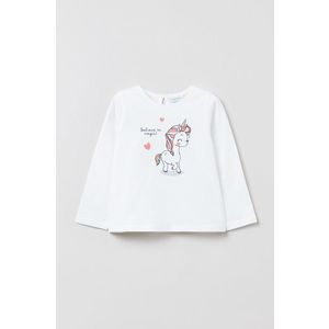 Detská bavlnená košeľa s dlhým rukávom OVS biela farba vyobraziť