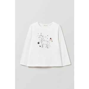 Detská bavlnená košeľa s dlhým rukávom OVS biela farba vyobraziť