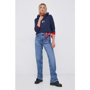 Mikina Tommy Jeans dámska, tmavomodrá farba, s potlačou vyobraziť