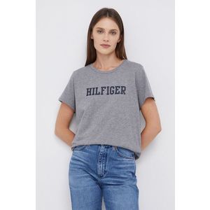 Bavlnené tričko Tommy Hilfiger šedá farba vyobraziť